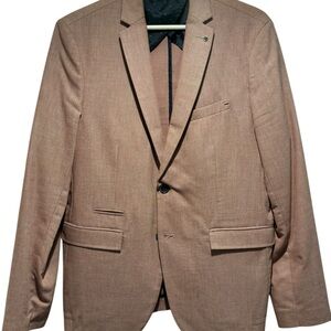 Zara Men's Light Brown Single-Breasted Blazer